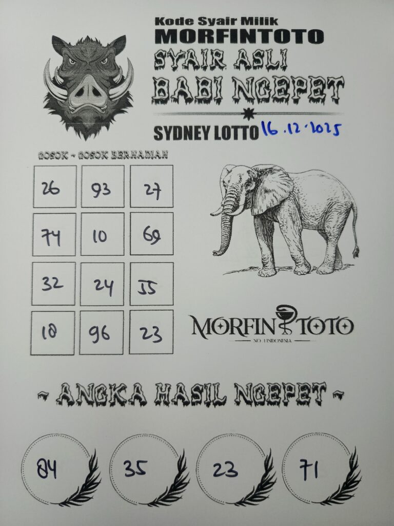 SYAIR TOGEL BABI NGEPET SYDNEY LOTTO 16 DESEMBER 2025