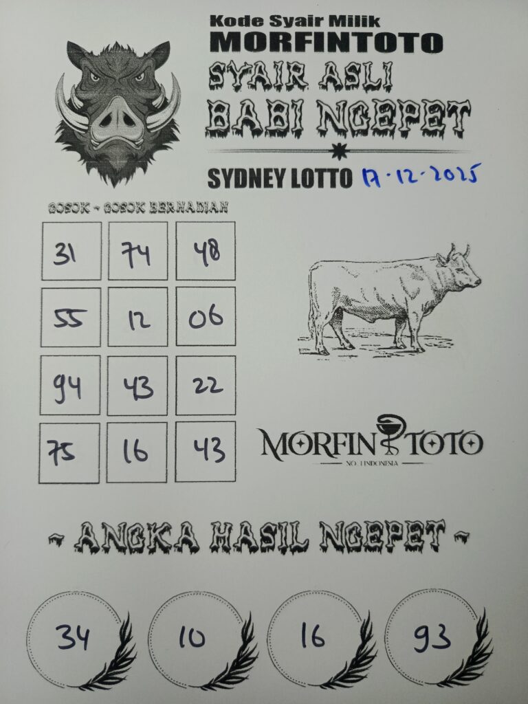 SYAIR TOGEL BABI NGEPET SYDNEY LOTTO 17 DESEMBER 2025