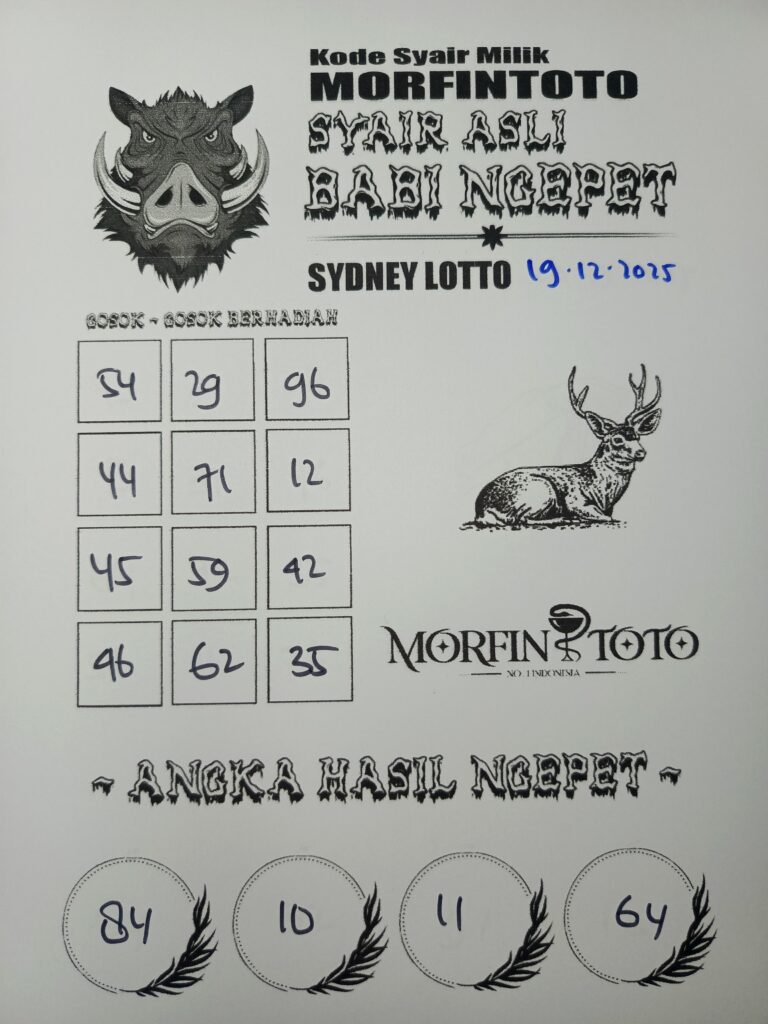 SYAIR TOGEL BABI NGEPET SYDNEY LOTTO 19 DESEMBER 2025