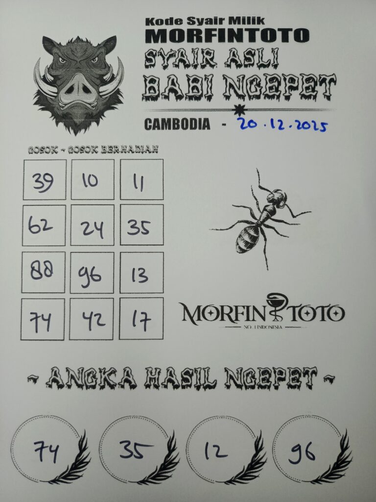 SYAIR TOGEL BABI NGEPET CAMBODIA 20 DESEMBER 2025