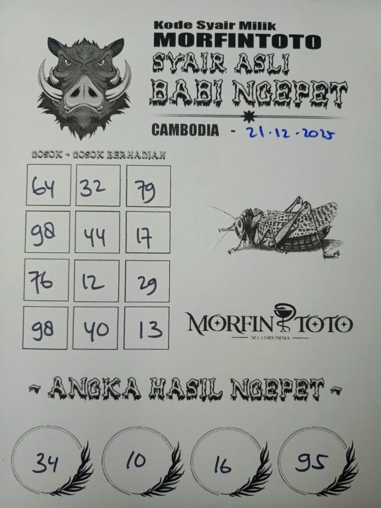 SYAIR TOGEL BABI NGEPET CAMBODIA 21 DESEMBER 2025