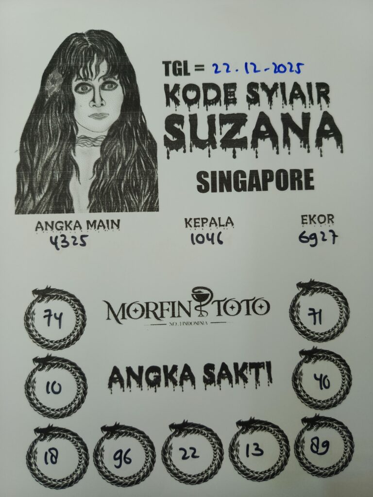SYAIR TOGEL SUZANA  SINGAPORE POOLS 22 DESEMBER 2025