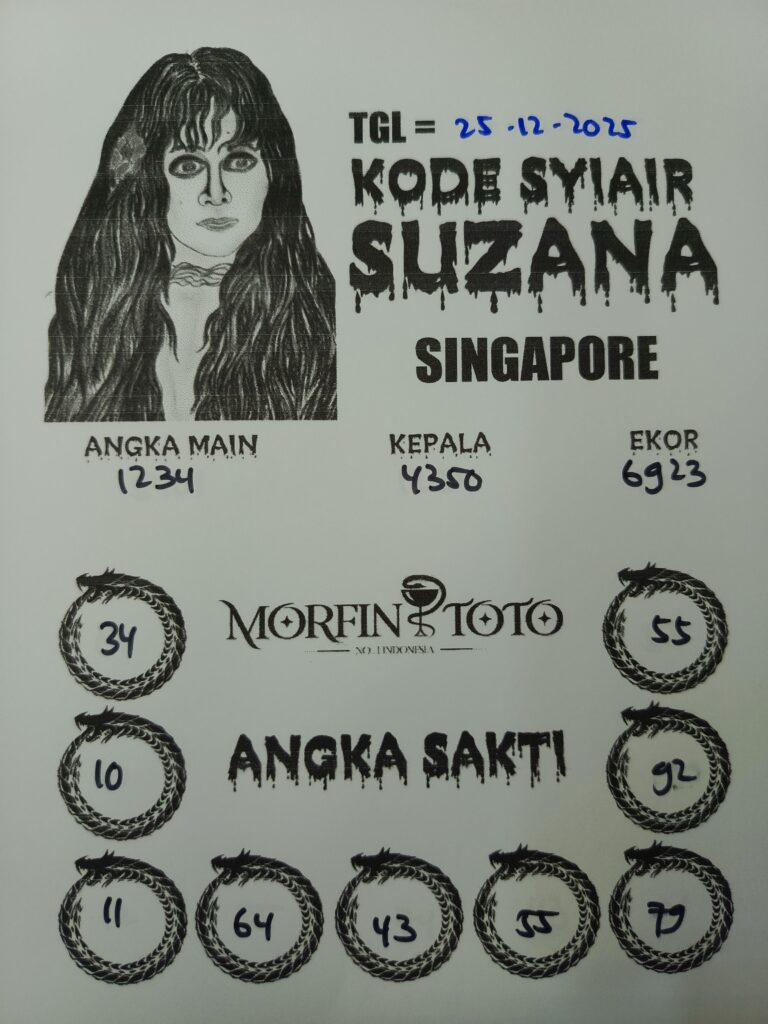 SYAIR TOGEL SUZANA  SINGAPORE POOLS 25 DESEMBER 2025