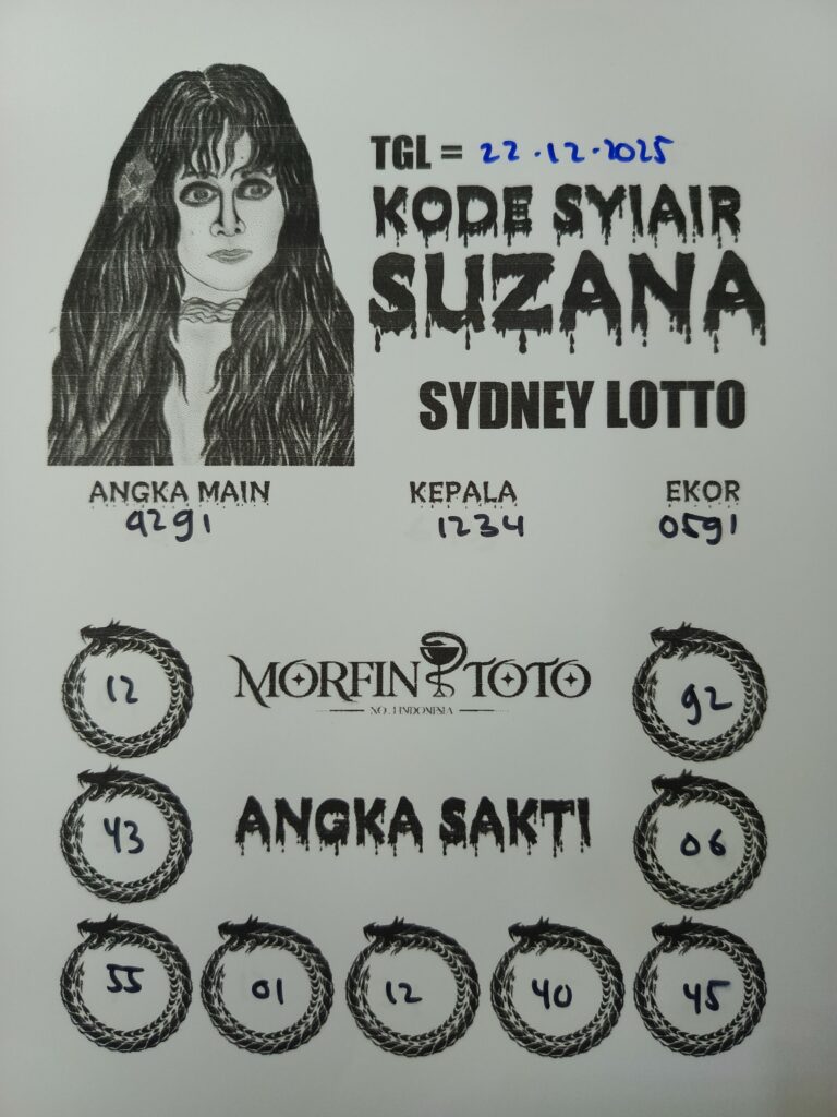 SYAIR TOGEL SUZANA SYDNEY LOTTO 22 DESEMBERR 2025