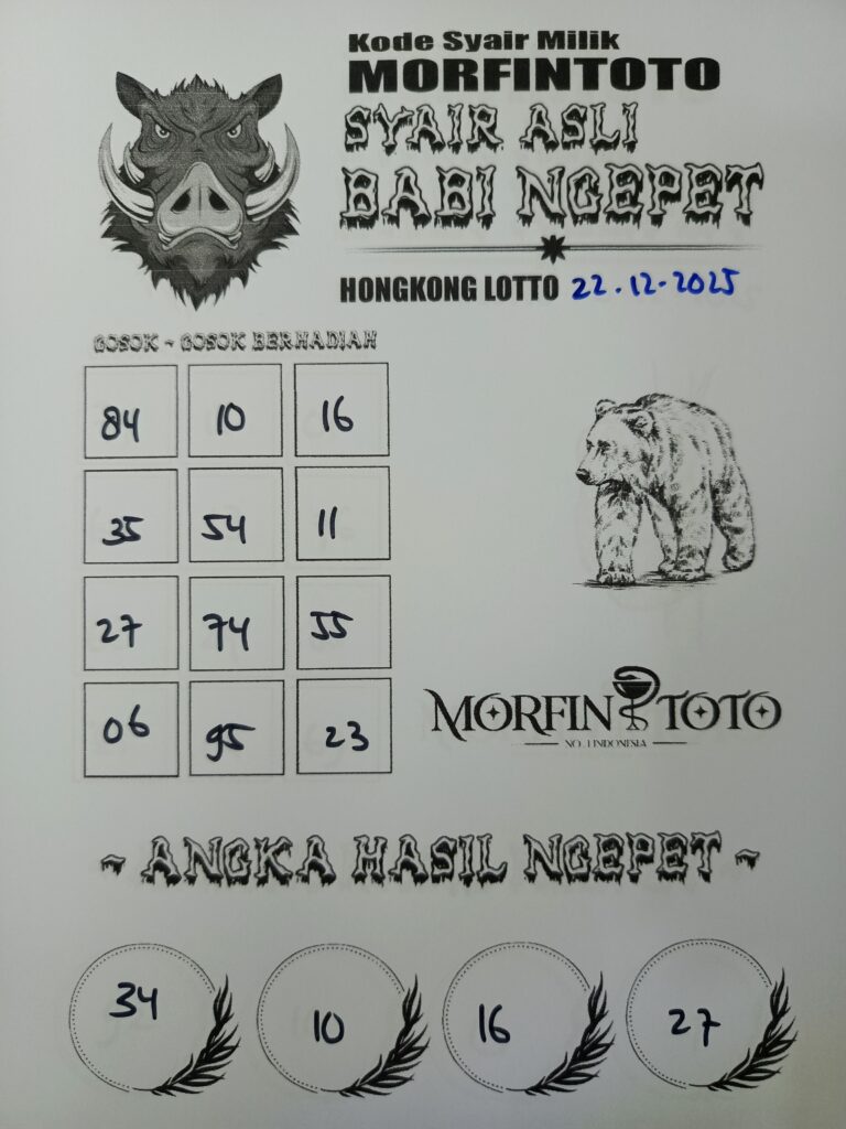 SYAIR TOGEL BABI NGEPET HONGKONG LOTTO 22 DESEMBER 2025