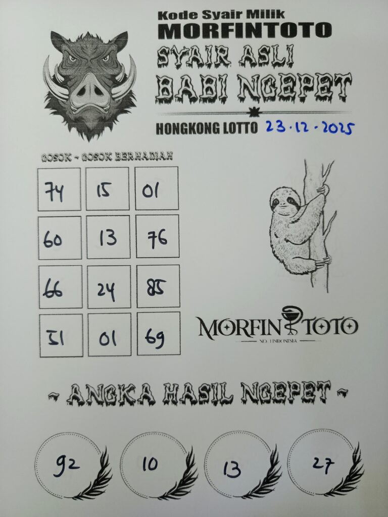 SYAIR TOGEL BABI NGEPET HONGKONG LOTTO 23 DESEMBER 2025