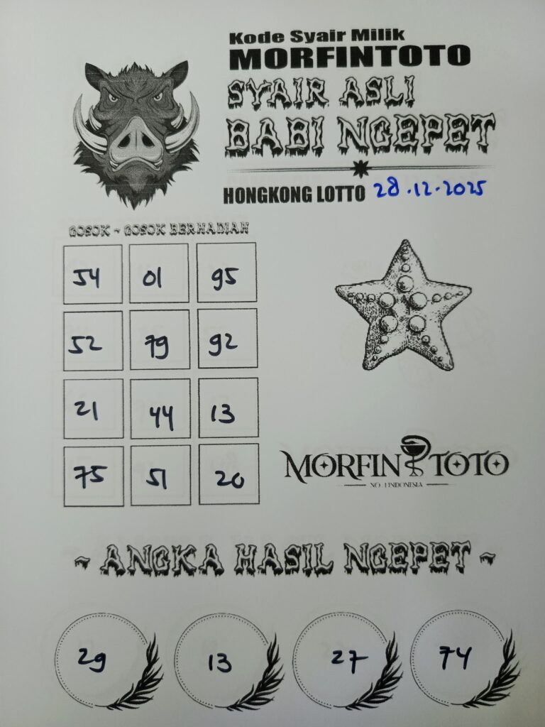 SYAIR TOGEL BABI NGEPET HONGKONG LOTTO 28 DESEMBER 2025