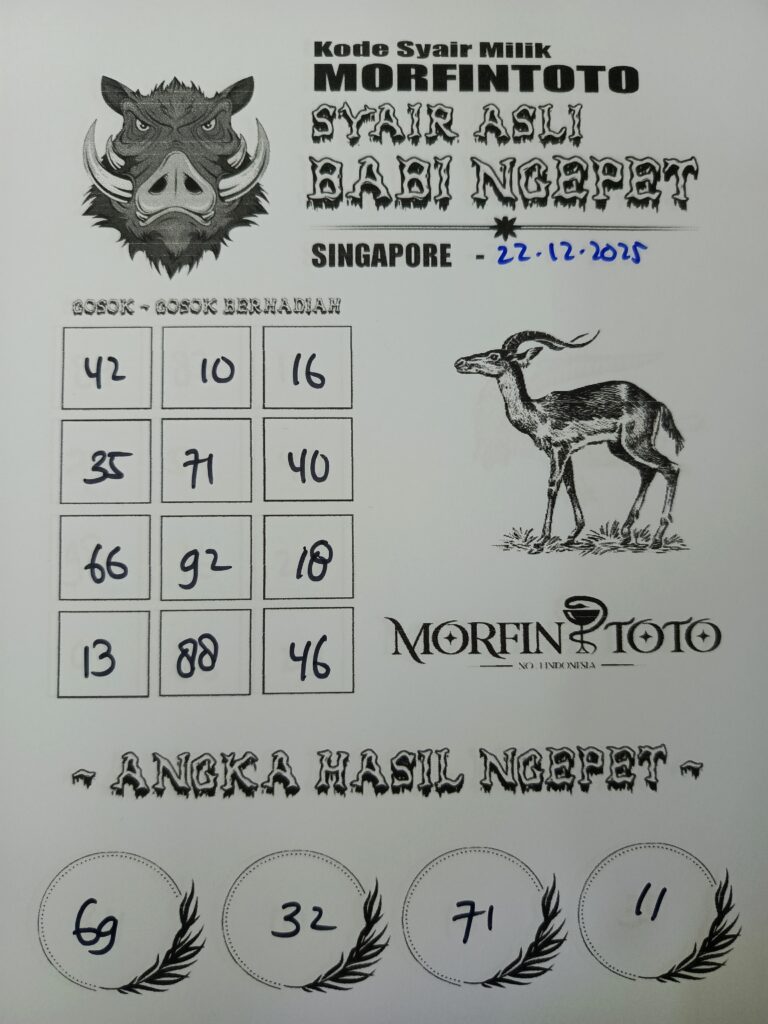 SYAIR TOGEL BABI NGEPET SINGAPORE POOLS 22 DESEMBER 2025