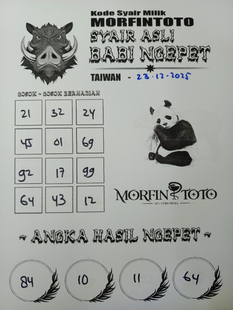 SYAIR TOGEL BABI NGEPET TAIWAN 23 DESEMBER  2025