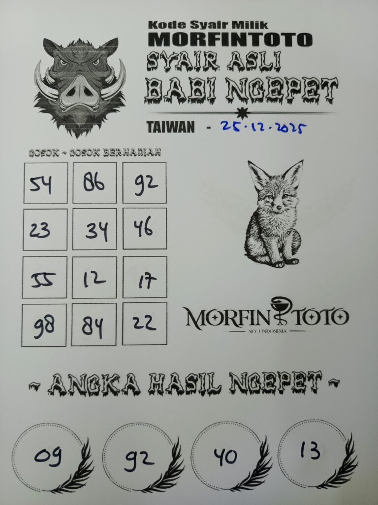 SYAIR TOGEL BABI NGEPET TAIWAN 25 DESEMBER  2025