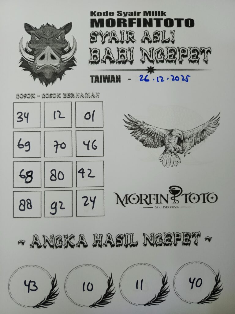 SYAIR TOGEL BABI NGEPET TAIWAN 26 DESEMBER 2025