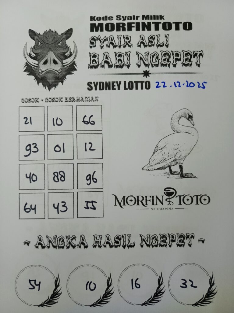 SYAIR TOGEL BABI NGEPET SYDNEY LOTTO 22 DESEMBER 2025