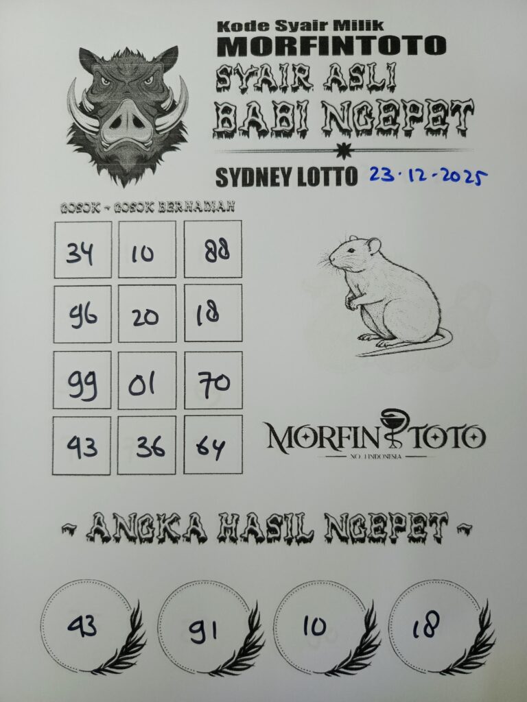 SYAIR TOGEL BABI NGEPET SYDNEY LOTTO 23 DESEMBER 2025