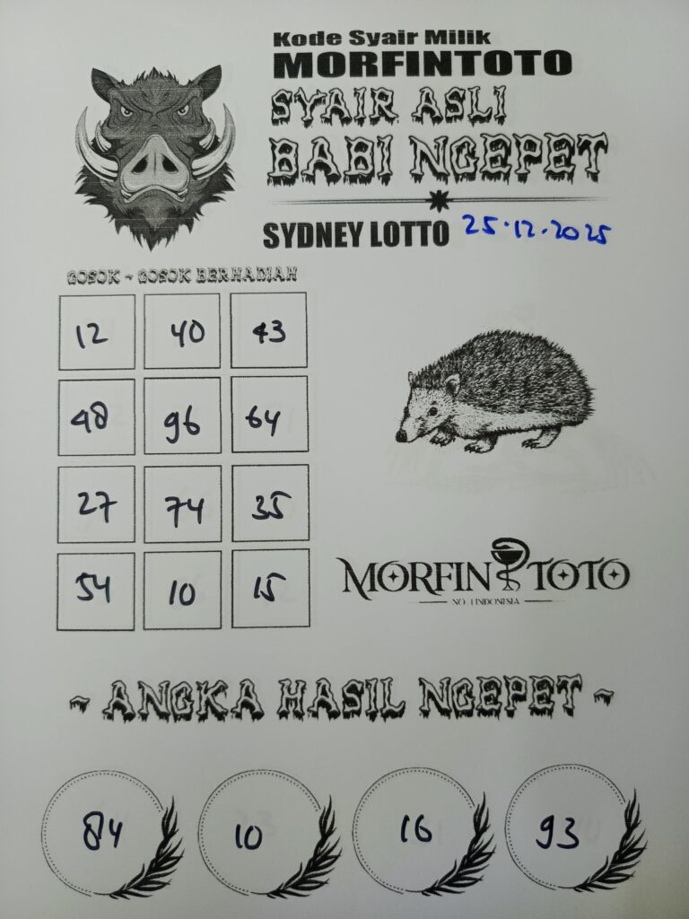 SYAIR TOGEL BABI NGEPET SYDNEY LOTTO 25 DESEMBER 2025