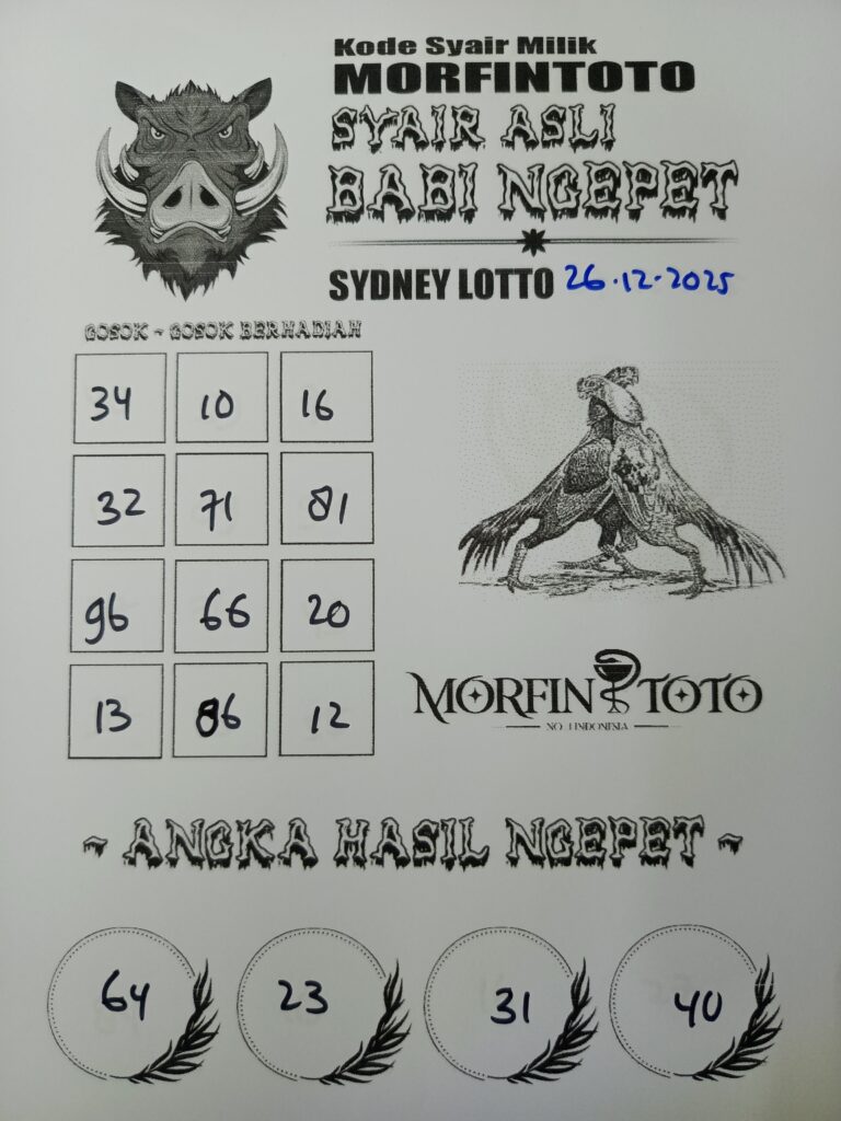 SYAIR TOGEL BABI NGEPET SYDNEY LOTTO 26 DESEMBER 2025 