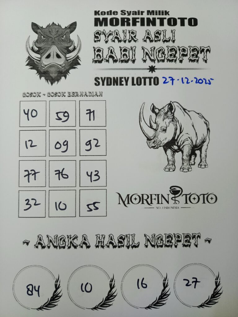 SYAIR TOGEL BABI NGEPET SYDNEY LOTTO 27 DESEMBER 2025