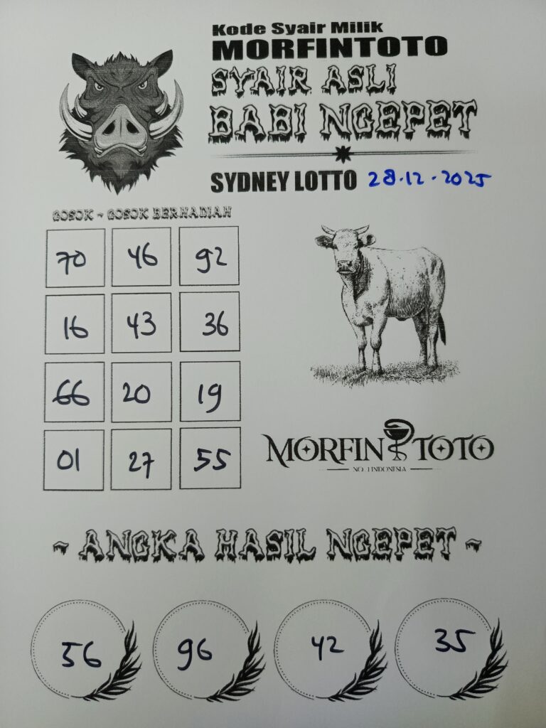 SYAIR TOGEL BABI NGEPET SYDNEY LOTTO 28 DESEMBER 2025