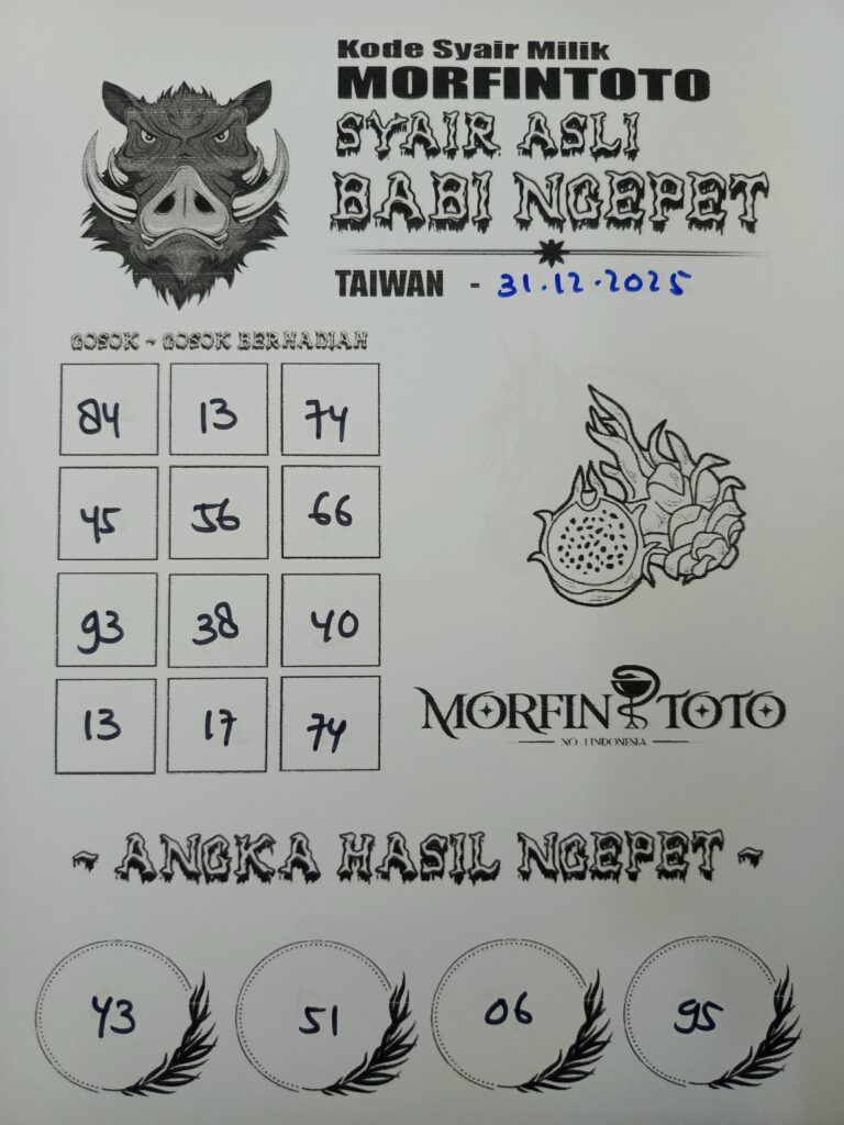 SYAIR TOGEL BABI NGEPET  TAIWAN  31 DESEMBER 2025