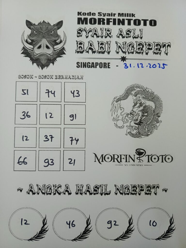 SYAIR TOGEL BABI NGEPET  SINGAPORE  31 DESEMBER 2025
