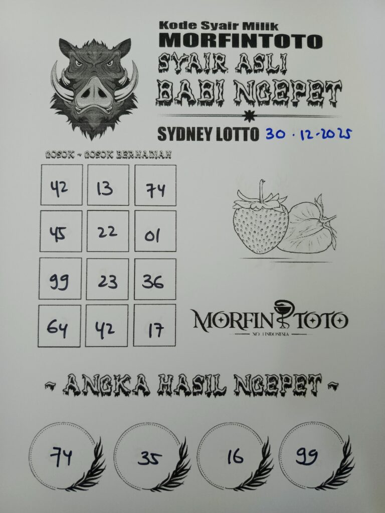 SYAIR TOGEL BABI NGEPET SYDNEY LOTTO 30 DESEMBER 2025