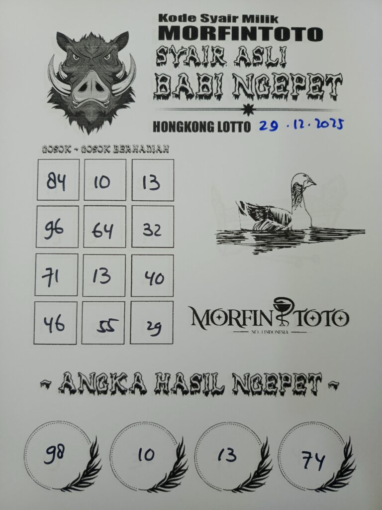 SYAIR TOGEL BABI NGEPET HONGKONG LOTTO 29 DESEMBER 2025
