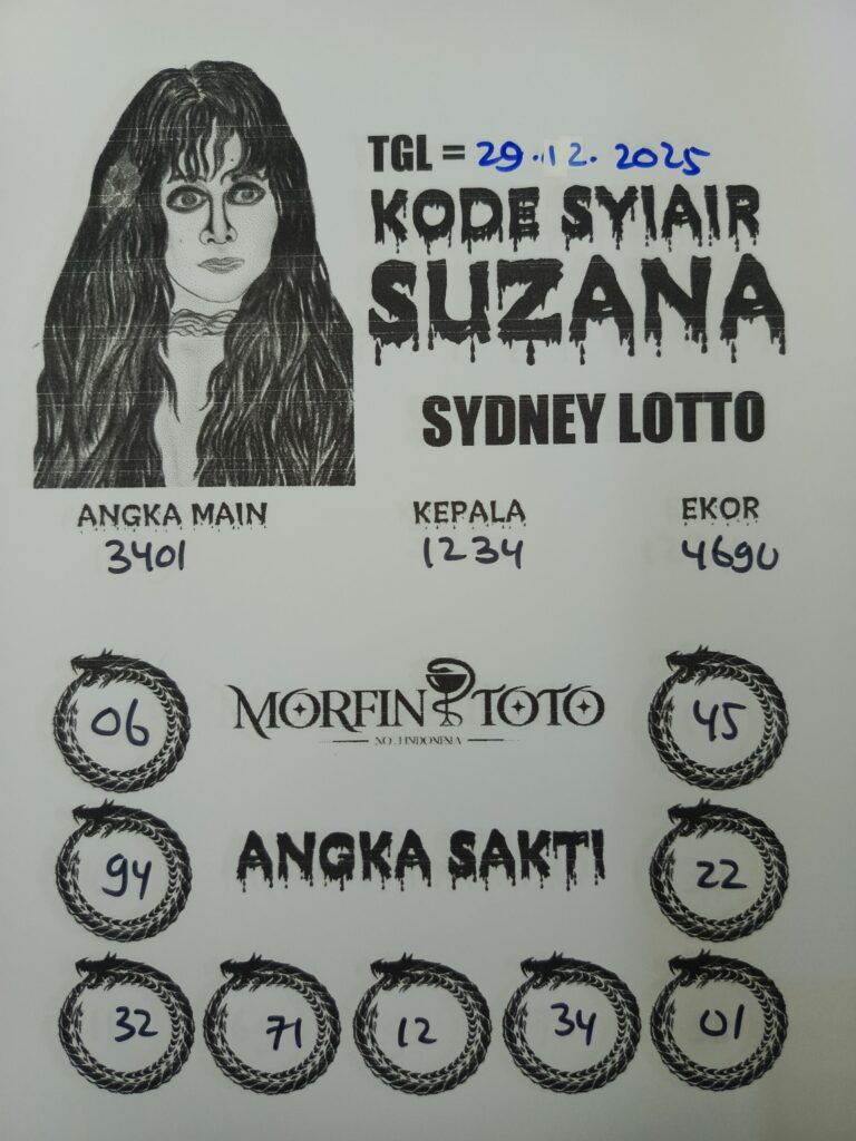 SYAIR TOGEL SUZANA SYDNEY LOTTO 29 DESEMBER 2025