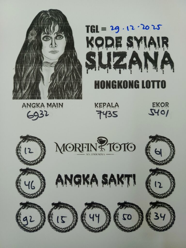 SYAIR TOGEL SUZANA  HONGKONG LOTTO 29 DESEMBER 2025