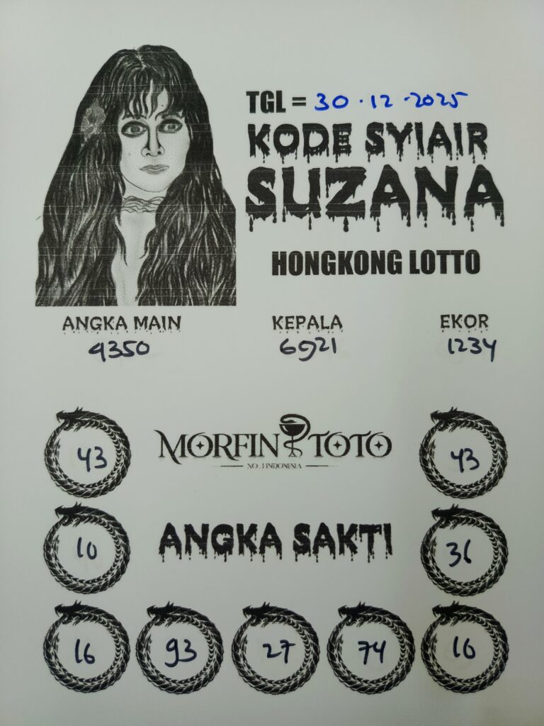 SYAIR TOGEL SUZANA  HONGKONG LOTTO 30 DESEMBER 2025