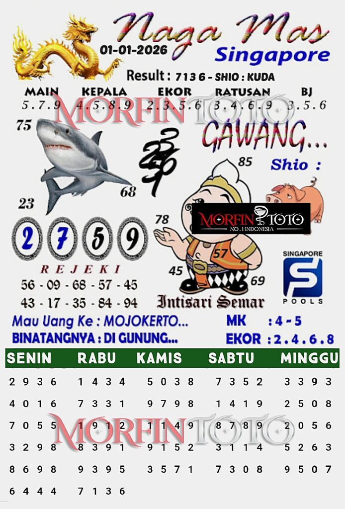 SYAIR TOGEL NAGA MAS  SINGAPORE 01 JANUARI 2026