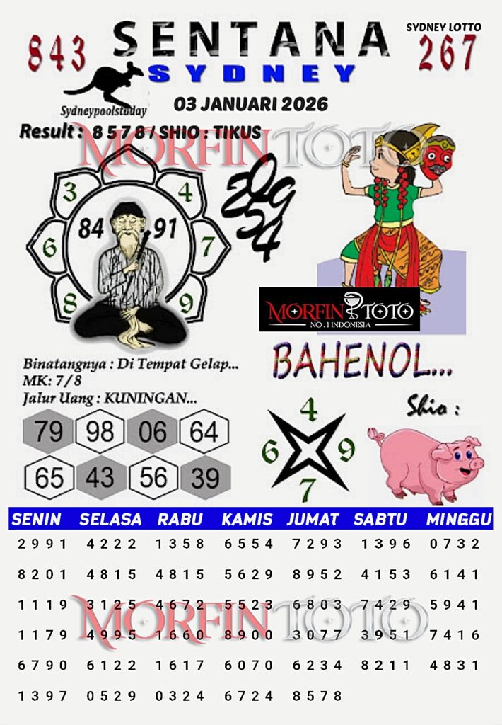 SYAIR TOGEL SENTANA SYDNEY 03 JANUARI 2026