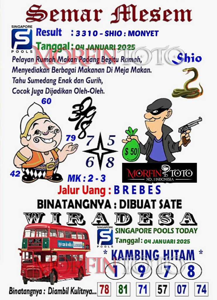 SYAIR TOGEL SEMAR MESEM SINGAPORE 04 JANUARI 2026