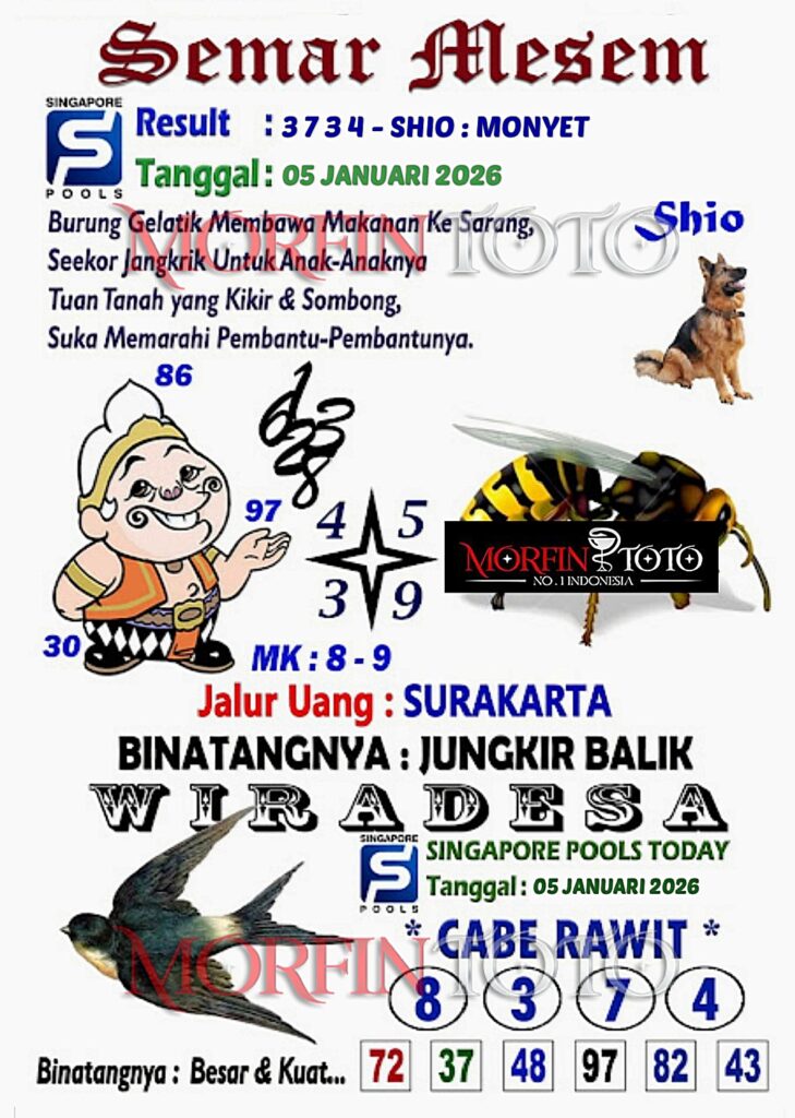 SYAIR TOGEL SEMAR MESEM SINGAPORE 05 JANUARI 2026