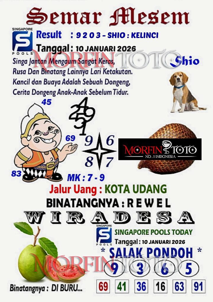 SYAIR TOGEL SEMAR MESEM SINGAPORE 10 JANUARI 2026