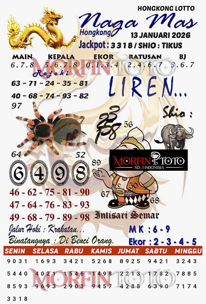 SYAIR TOGEL NAGA EMAS HONGKONG  13 JANUARI 2026