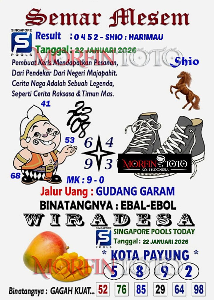 SYAIR TOGEL SEMAR MESEM SINGAPORE POOLS 22 JANUARI 2026