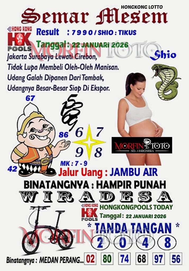 SYAIR TOGEL SEMAR MESEM  HONGKONG LOTTO 22 JANUARI 2026