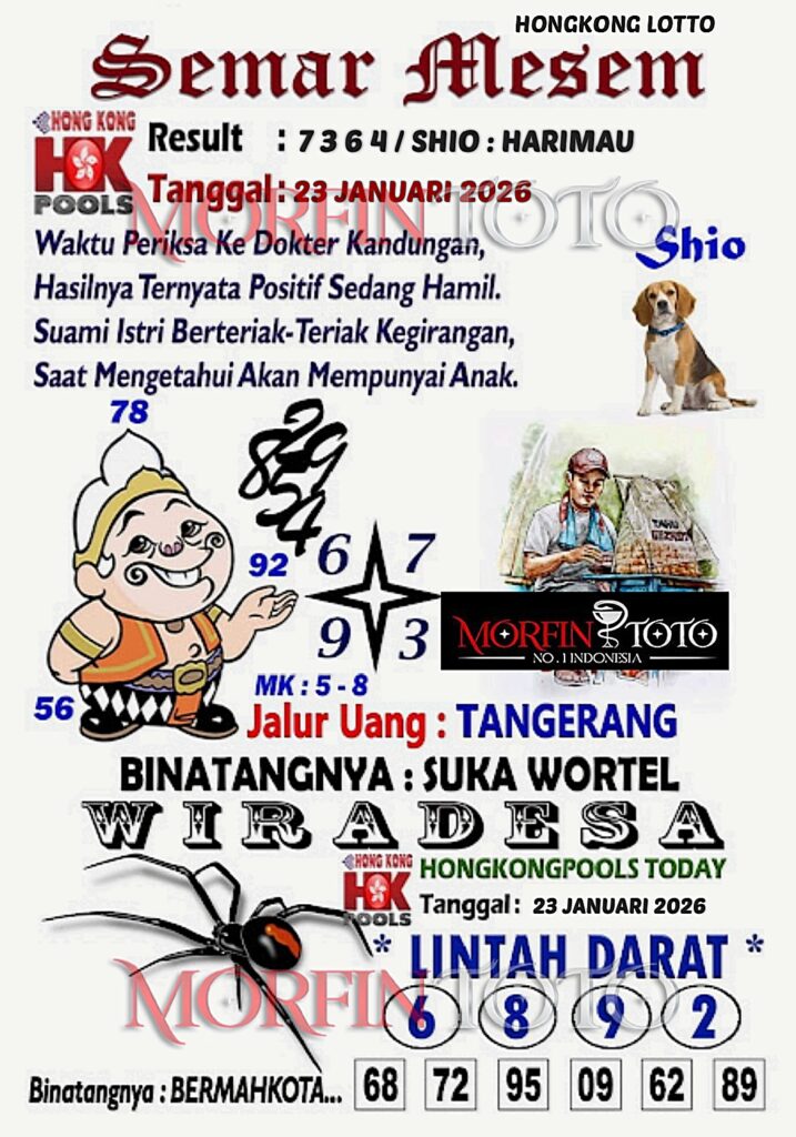 SYAIR TOGEL SEMAR MESEM  HONGKONG LOTTO 23 JANUARI 2026