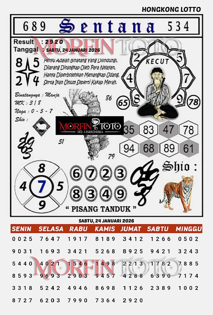 SYAIR TOGEL SENTANA  HONGKONG LOTTO 24 JANUARI 2026