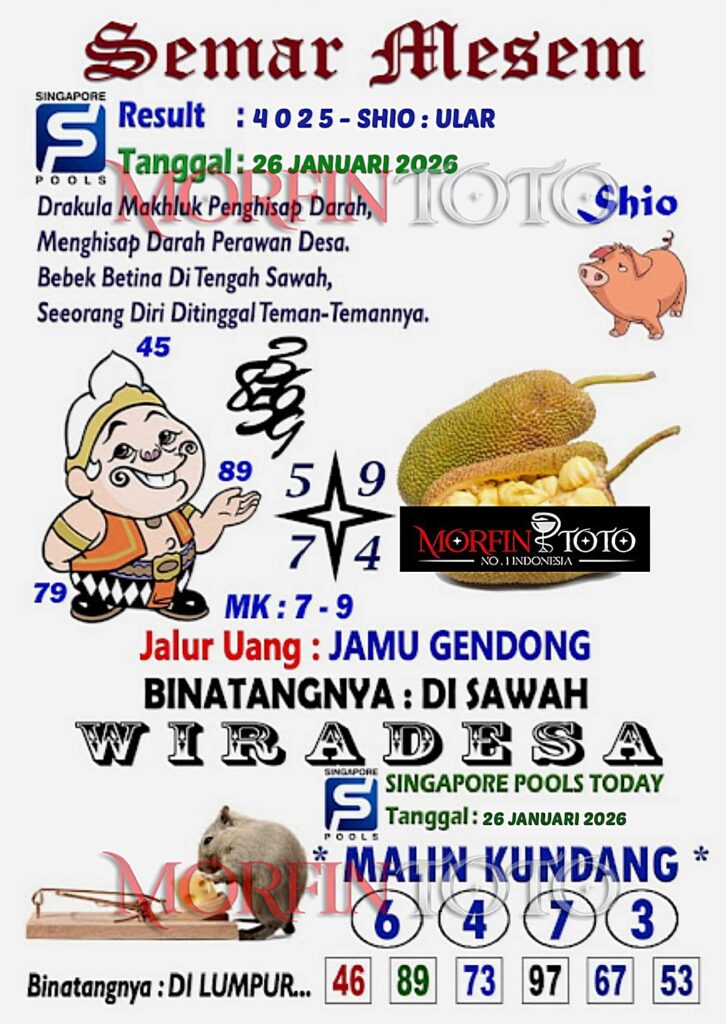 SYAIR TOGEL SEMAR MESEM SINGAPORE POOLS 26 JANUARI 2026