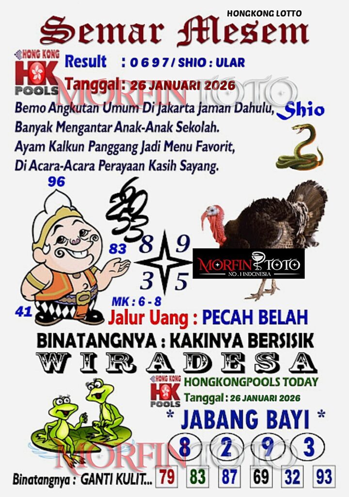 SYAIR TOGEL SEMAR MESEM  HONGKONG LOTTO 26 JANUARI 2026