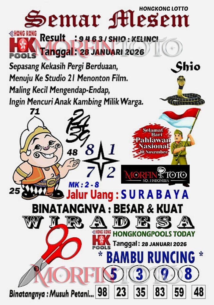 SYAIR TOGEL SEMAR MESEM  HONGKONG LOTTO 28 JANUARI 2026