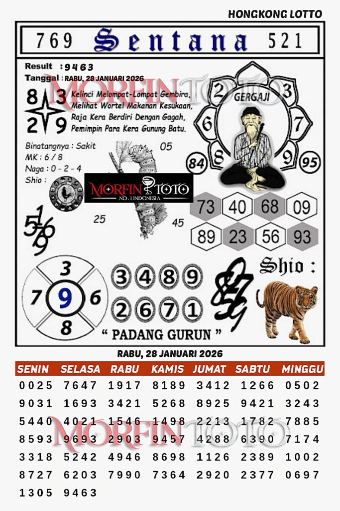 SYAIR TOGEL SENTANA  HONGKONG LOTTO 28 JANUARI 2026