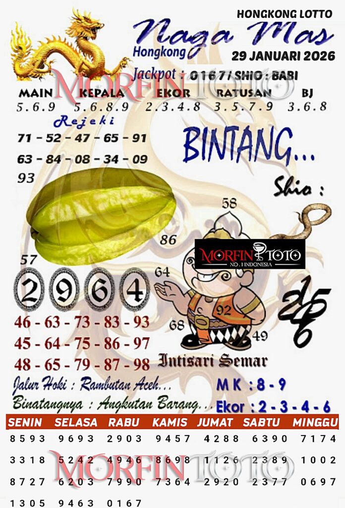 SYAIR TOGEL NAGA MAS  HONGKONG LOTTO 29 JANUARI 2026
