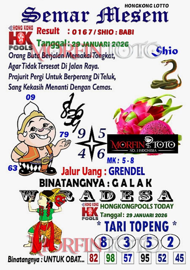 SYAIR TOGEL SEMAR MESEM  HONGKONG LOTTO 29 JANUARI 2026