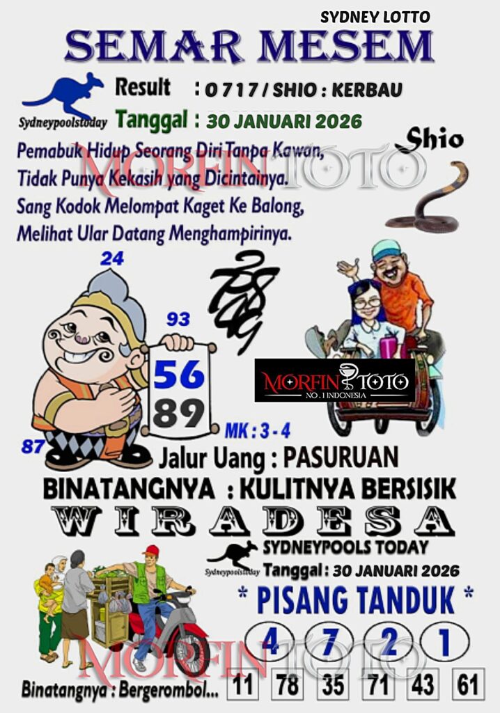 SYAIR TOGEL SEMAR MESEM SYDNEY LOTTO 30 JANUARI 2026