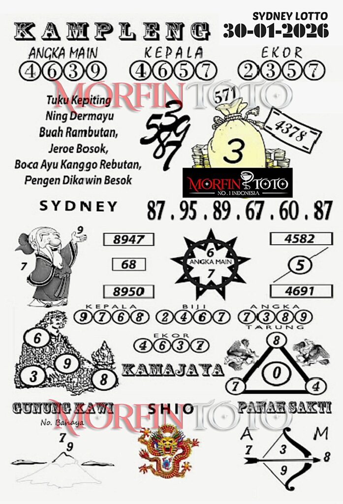 SYAIR TOGEL KAMPLENG SYDNEY LOTTO 30 JANUARI 2026