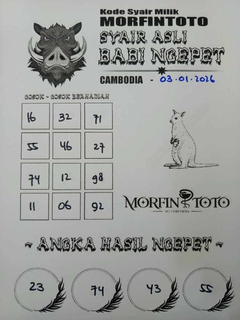 SYAIR TOGEL BABI NGEPET CAMBODIA 03 JANUARI 2026
