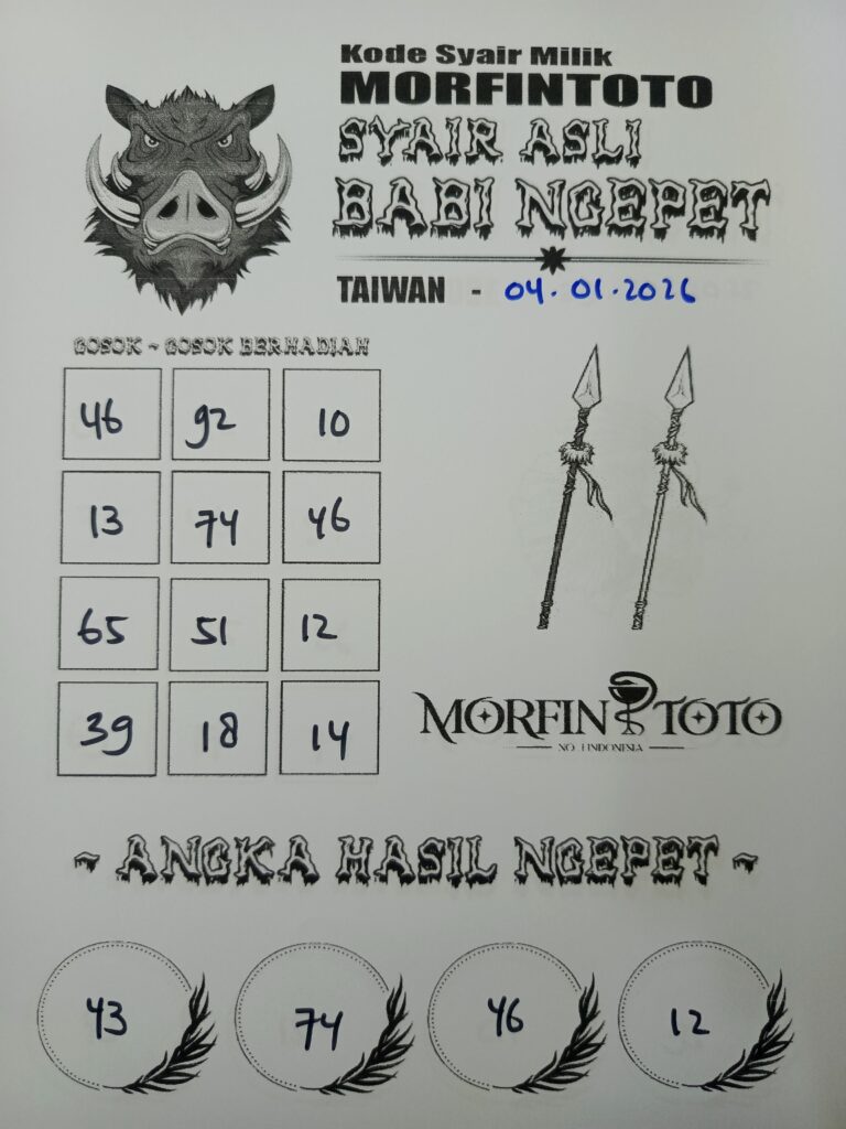 SYAIR TOGEL BABI NGEPET TAIWAN 04 JANUARI 2026