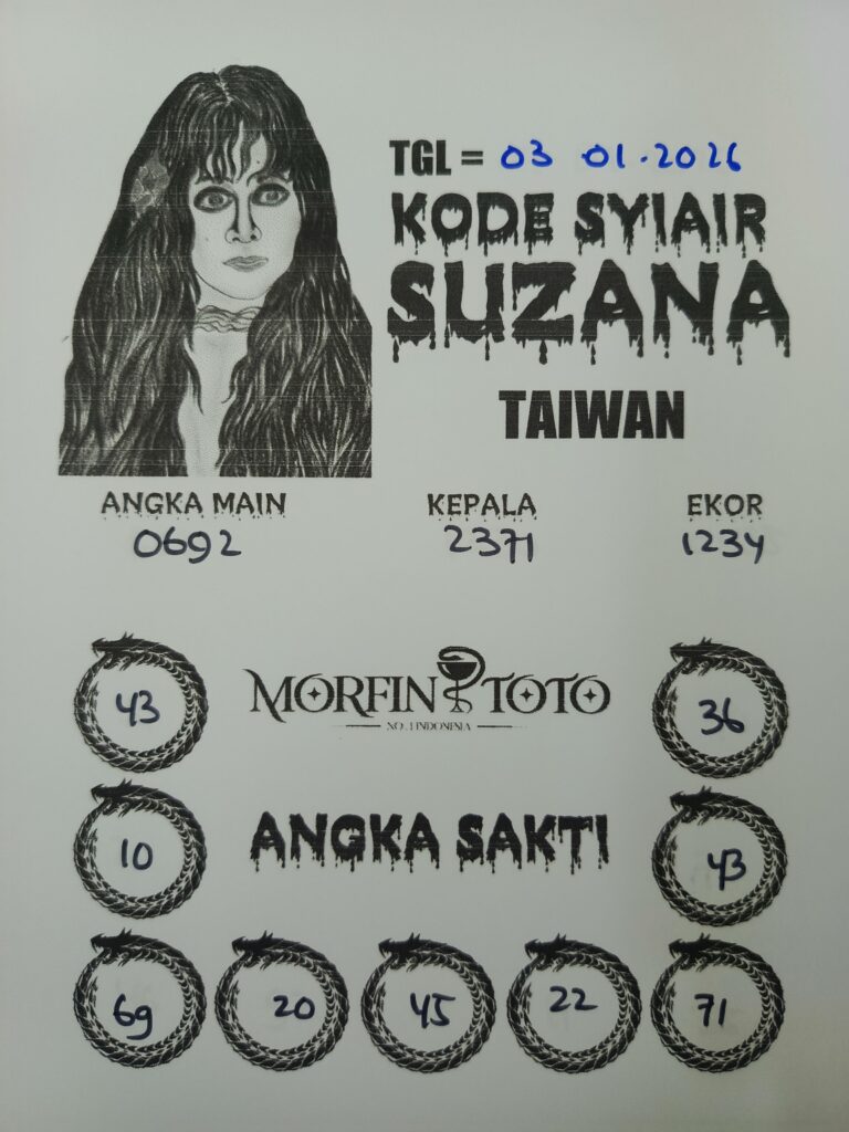 SYAIR TOGEL SUZANA  TAIWAN 03 JANUARI 2026