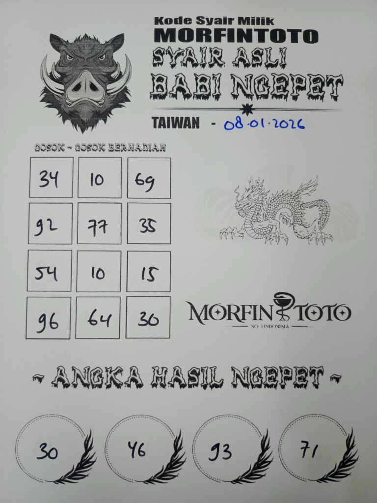 SYAIR TOGEL BABI NGEPET TAIWAN 08 JANUARI 2026